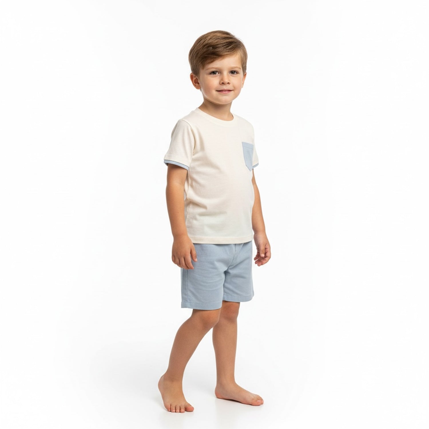 White & Blue T-shirt & Short Set