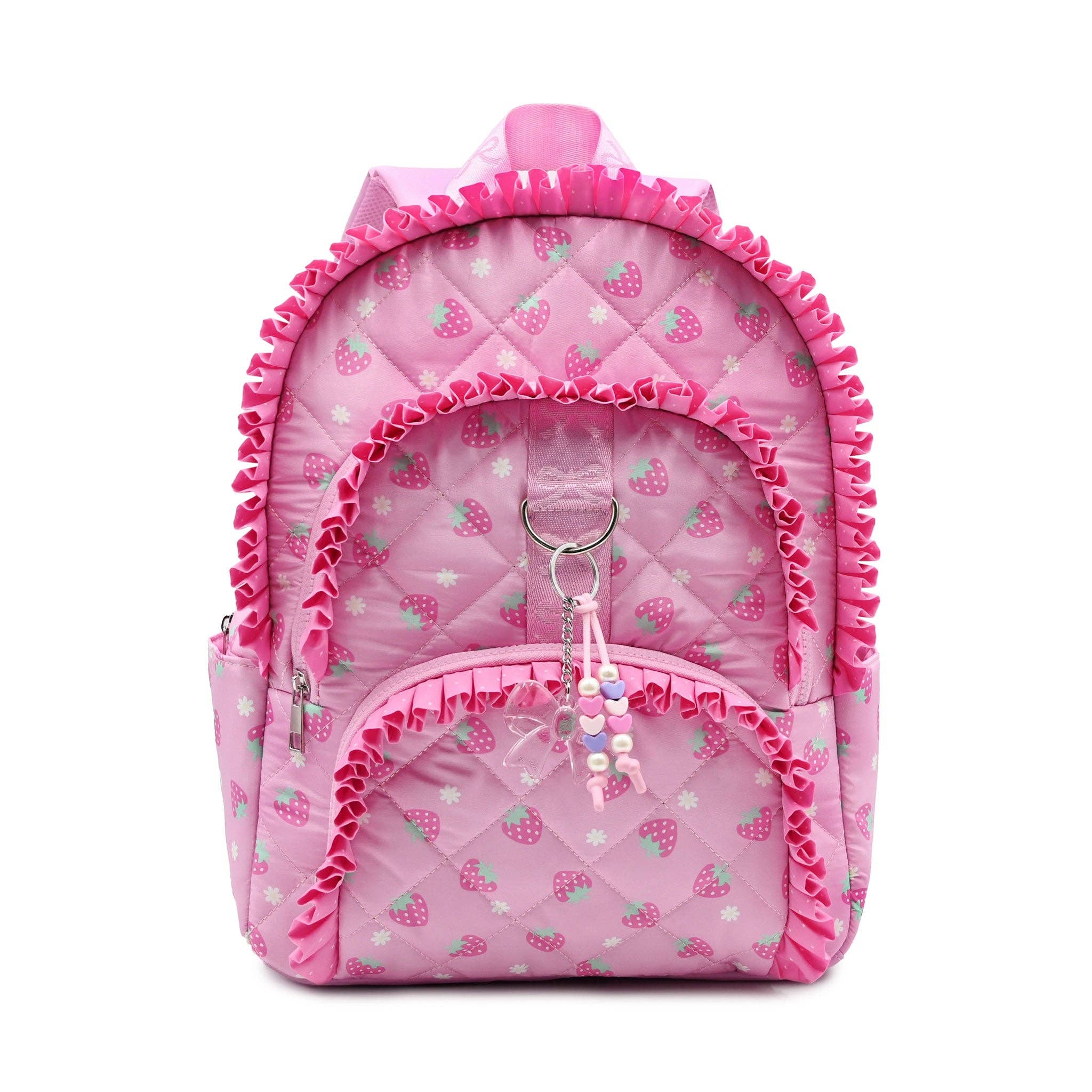 Strawberry & Ruffle Quilted Large Backpack