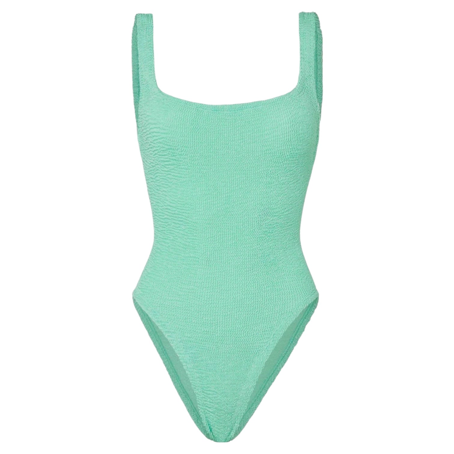 Square Neck Metalic Mint Crinckle Swimsuit - Adult