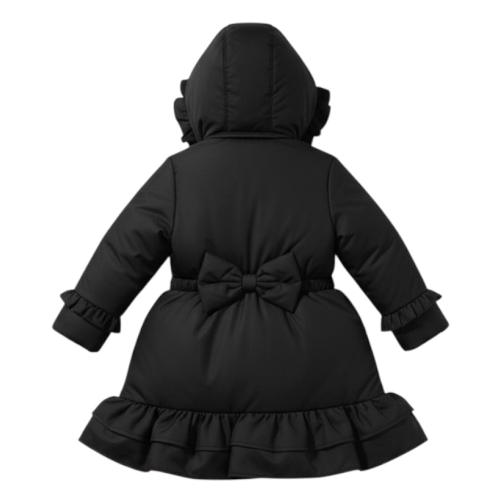Ruffles School Coat - Black