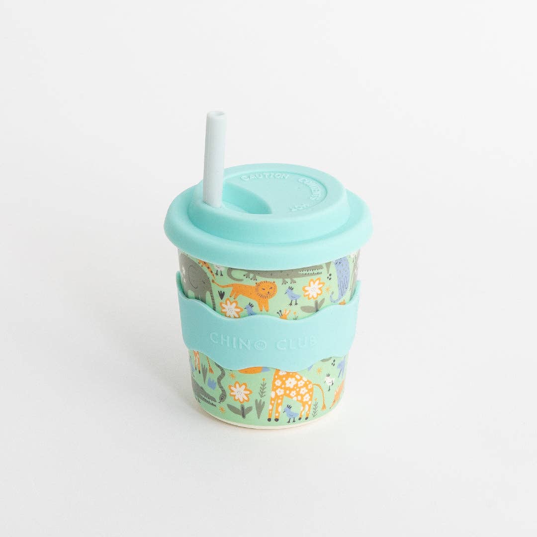 Wild Animal Chino Cup 8oz with Straw