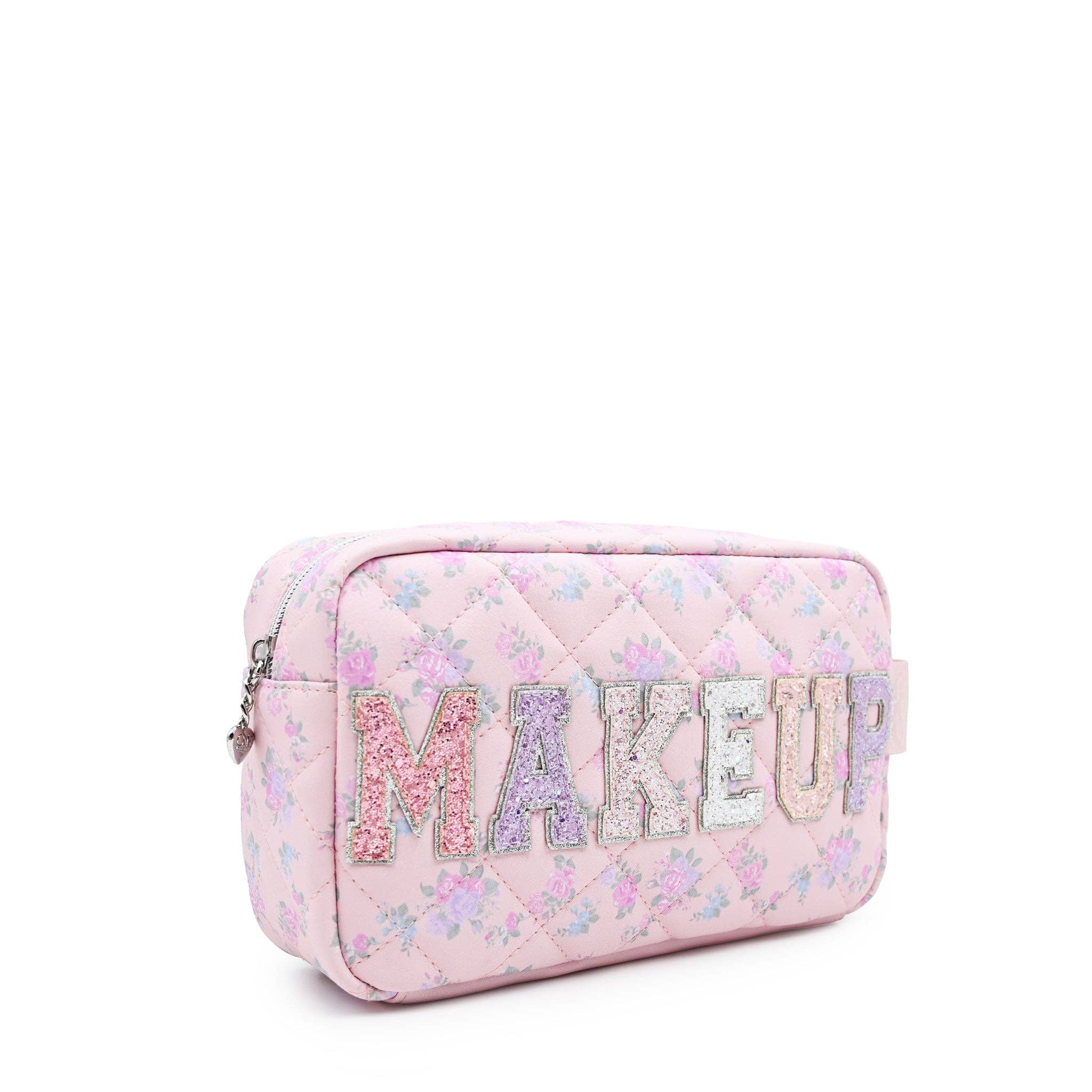 'MAKEUP' Quilted Floral Printed Pouch