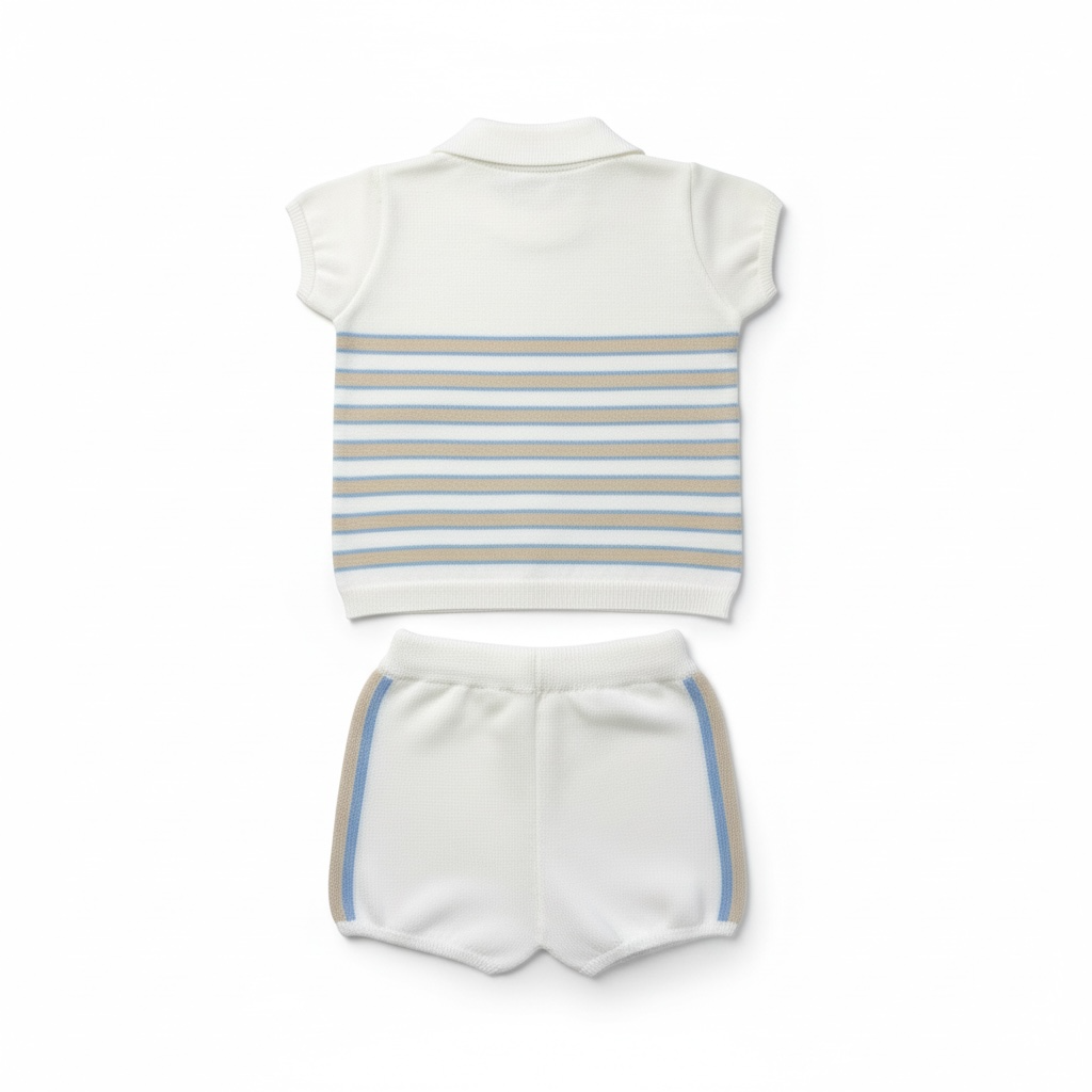 Blue & Beige Short Set