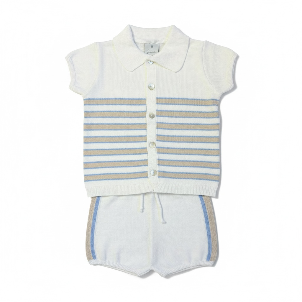 Blue & Beige Short Set