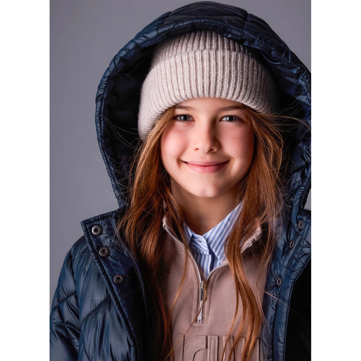 Navy Long Padded Coat