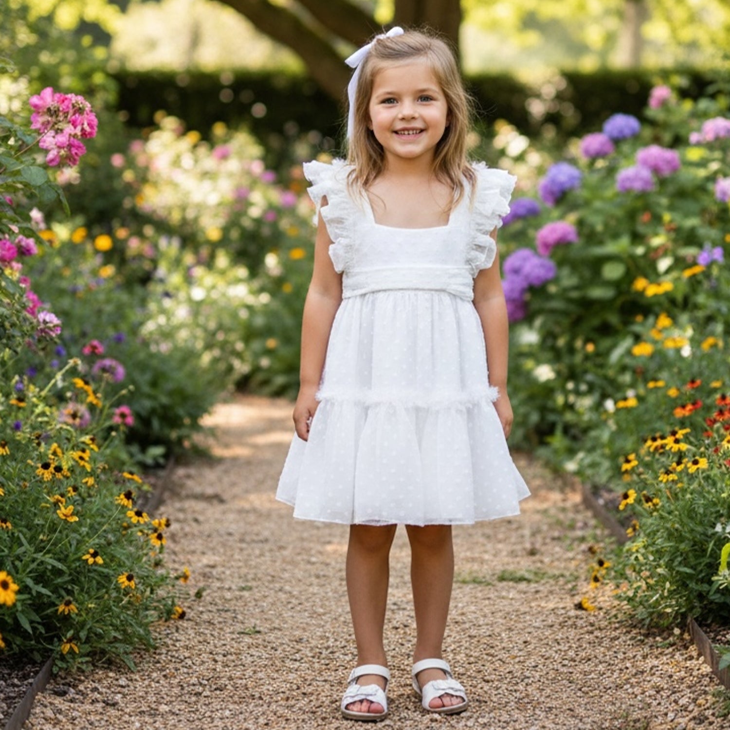 White Plumetis Dress