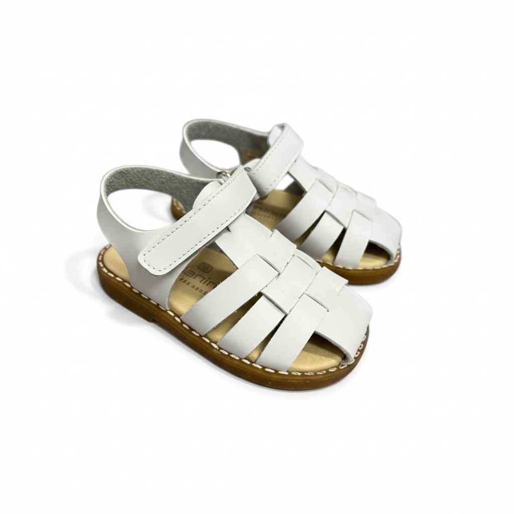 White Open Back Lattice Sandal