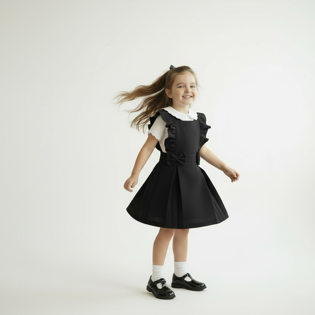 Ruffles School Dress - Black