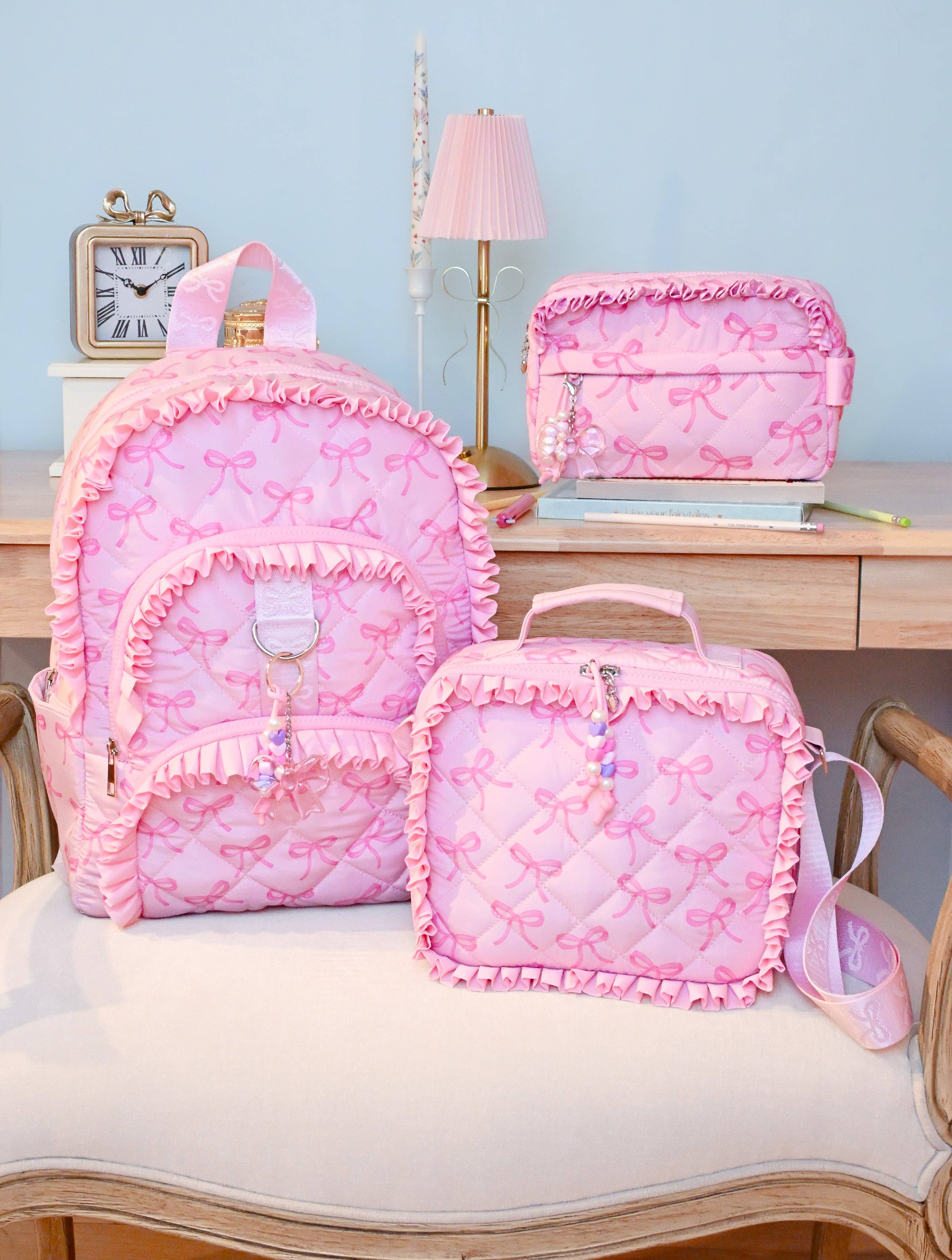 Bow Printed Quilted Lunch Bag