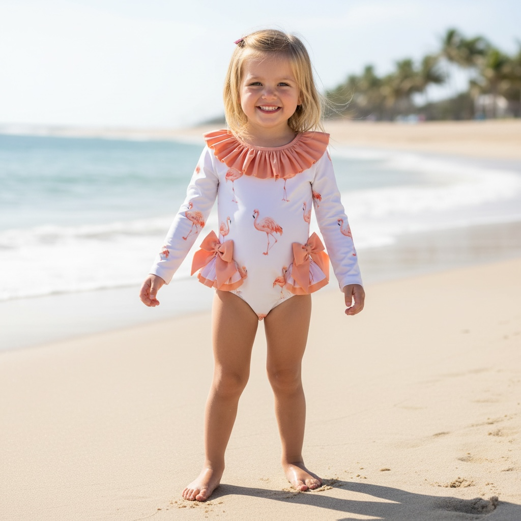 Flamingos Long Sleeved Swimsuit