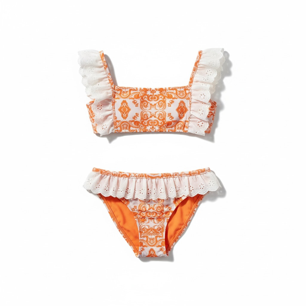 Orange Printed Tile Bikini