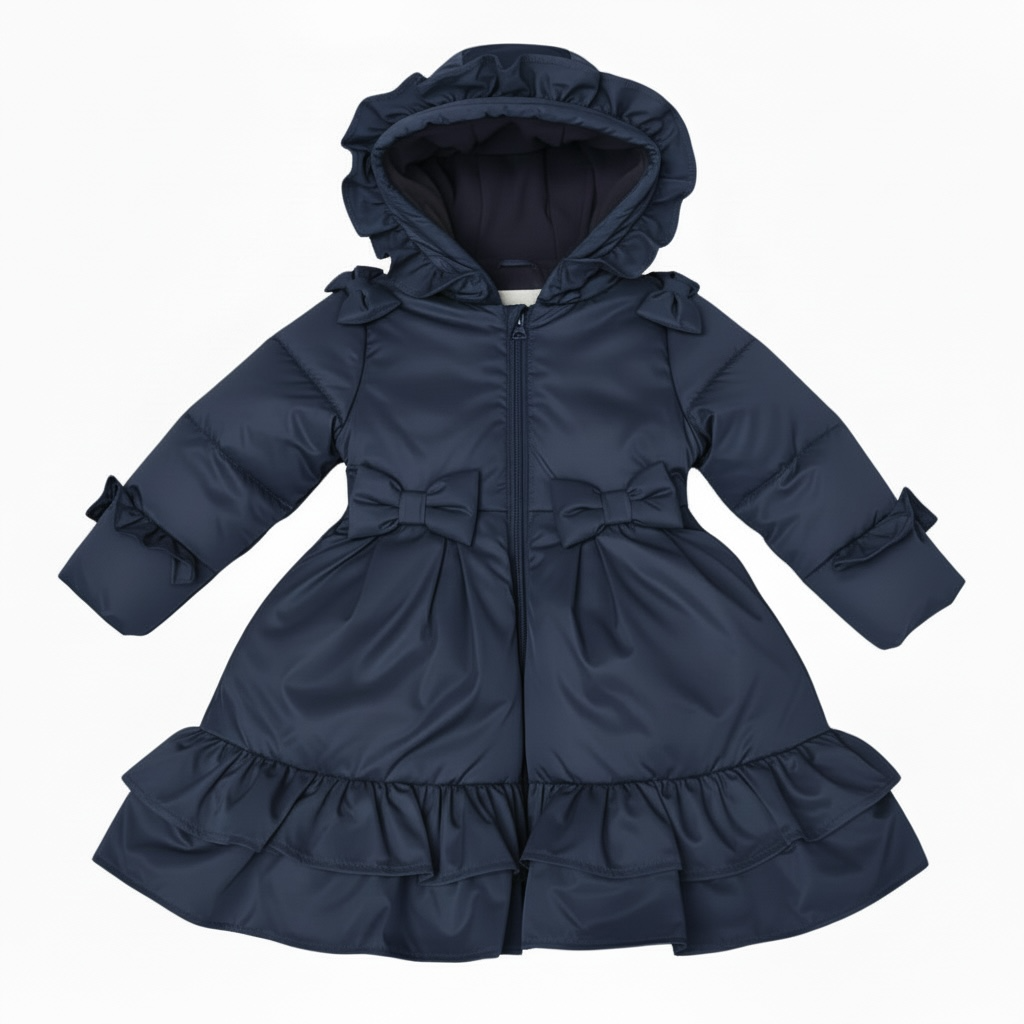 Ruffles School Coat - Navy