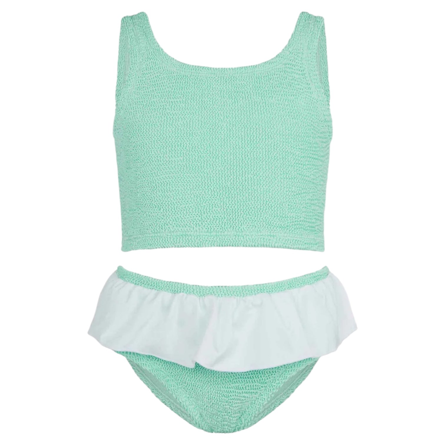 Olive Metalic Mint Crinkle Bikini Kids
