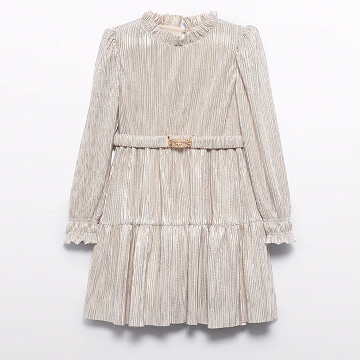 Gold Sparkle Pleat Dress