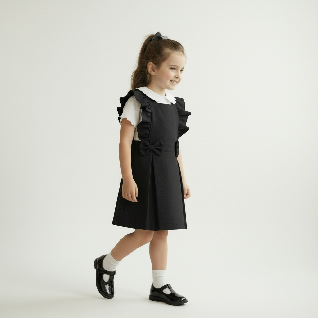 Ruffles School Dress - Black