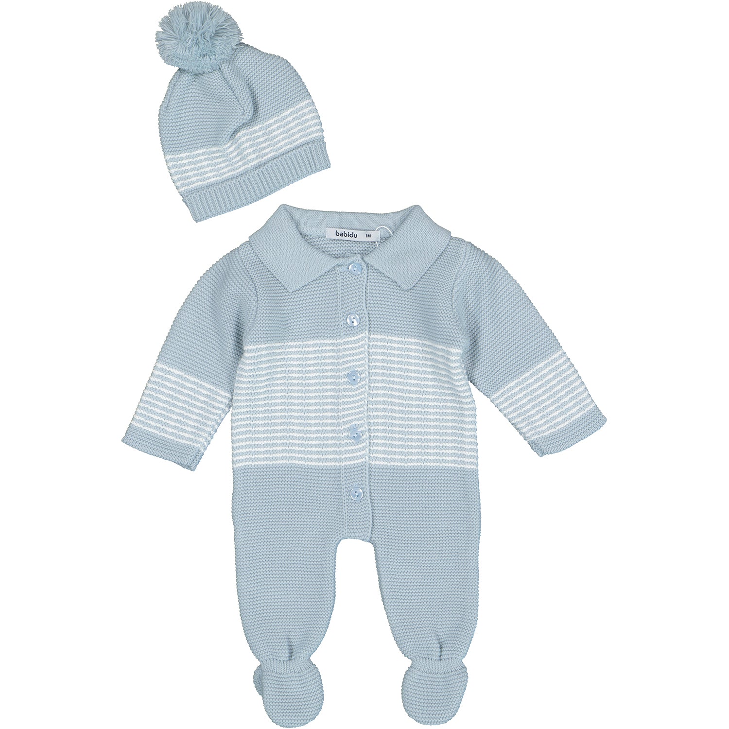 Blue Knit Babygrow Hat