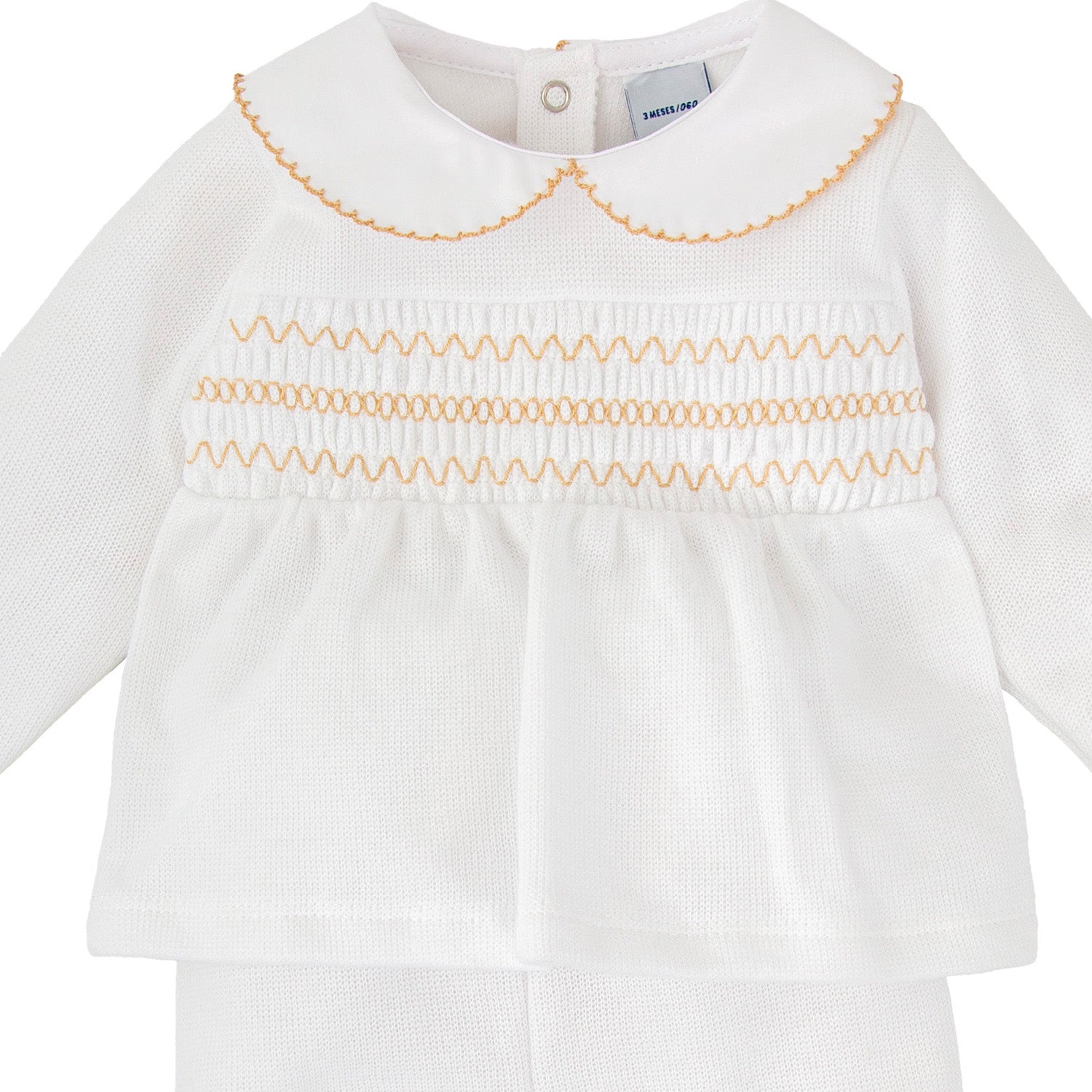 Beige Smocked Trouser Set
