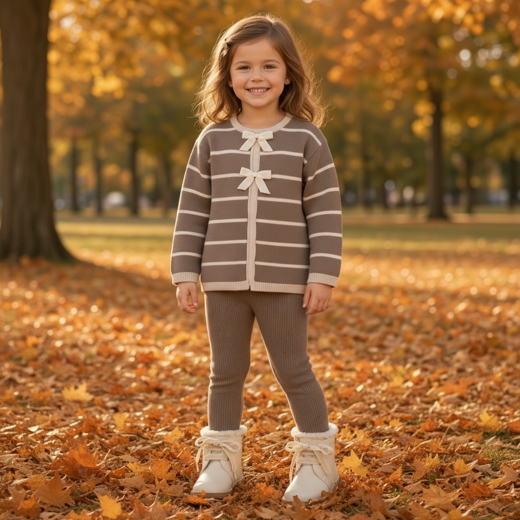 Ivory Bow Stripe Legging Set