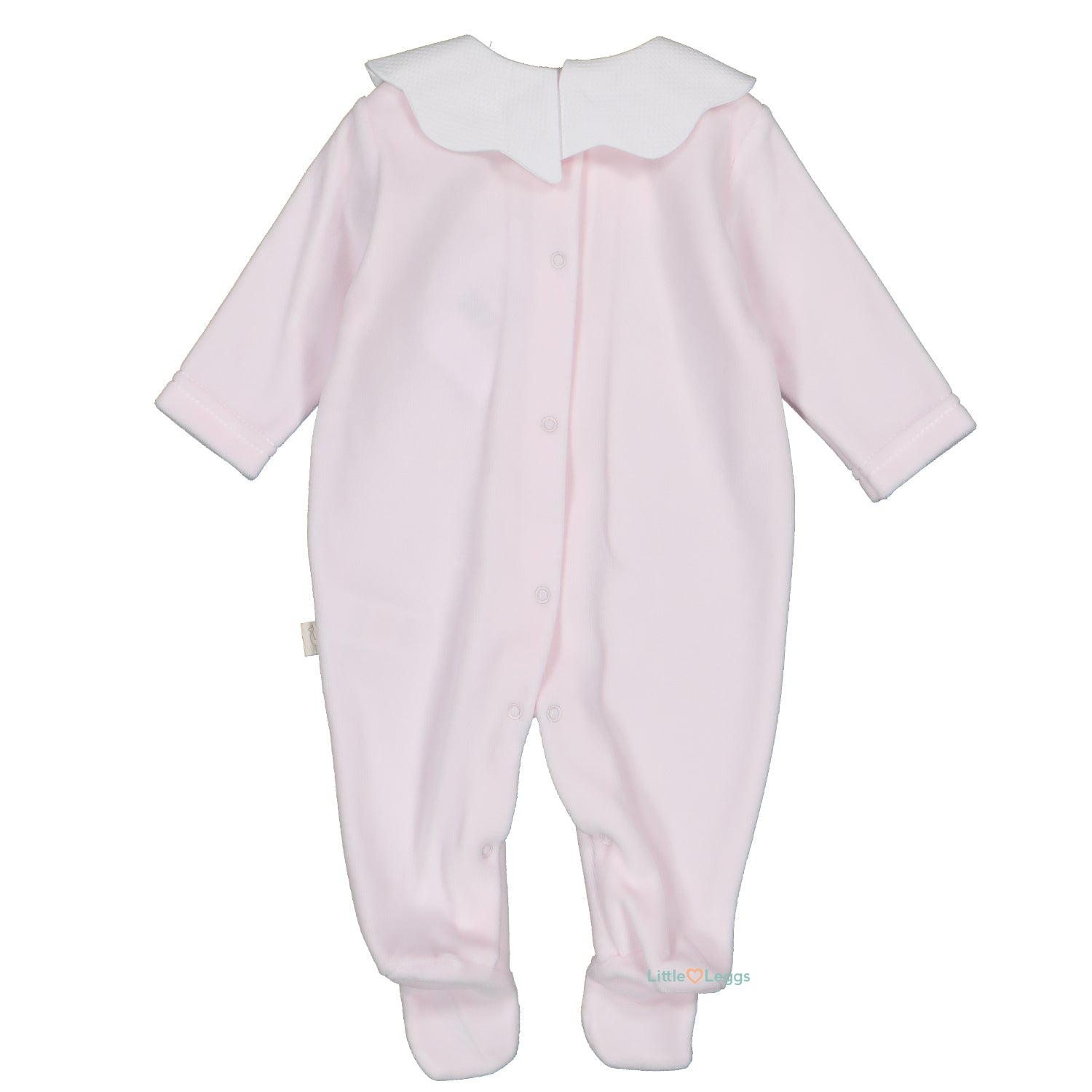Pink Velour Pique Collar Babygrow