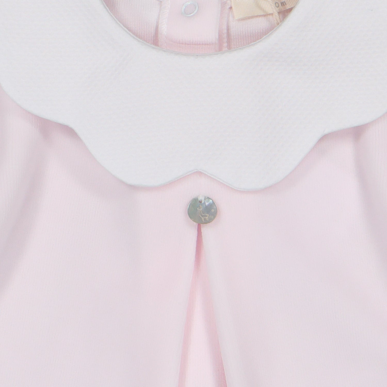 Pink Velour Pique Collar Babygrow