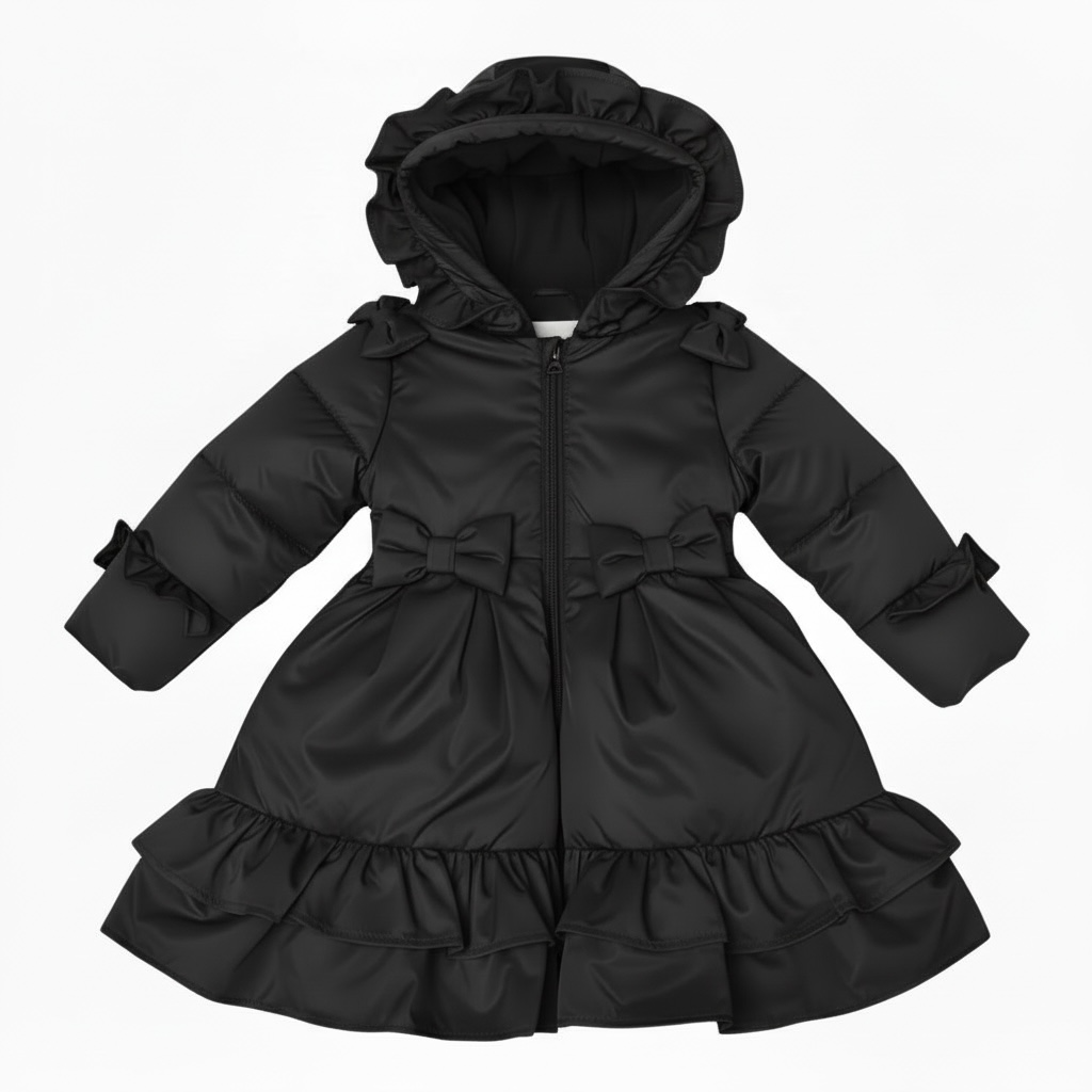Ruffles School Coat - Black
