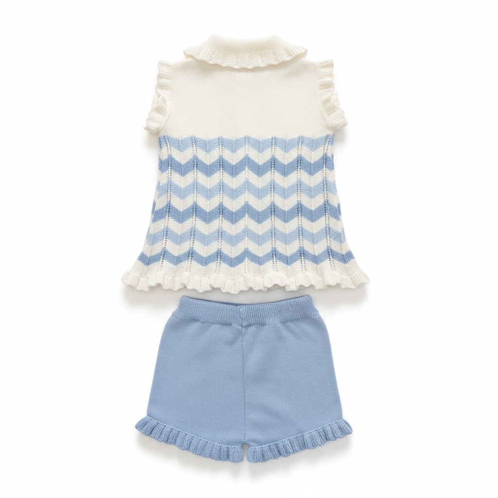 Powder Blue Zig Zag Short Set