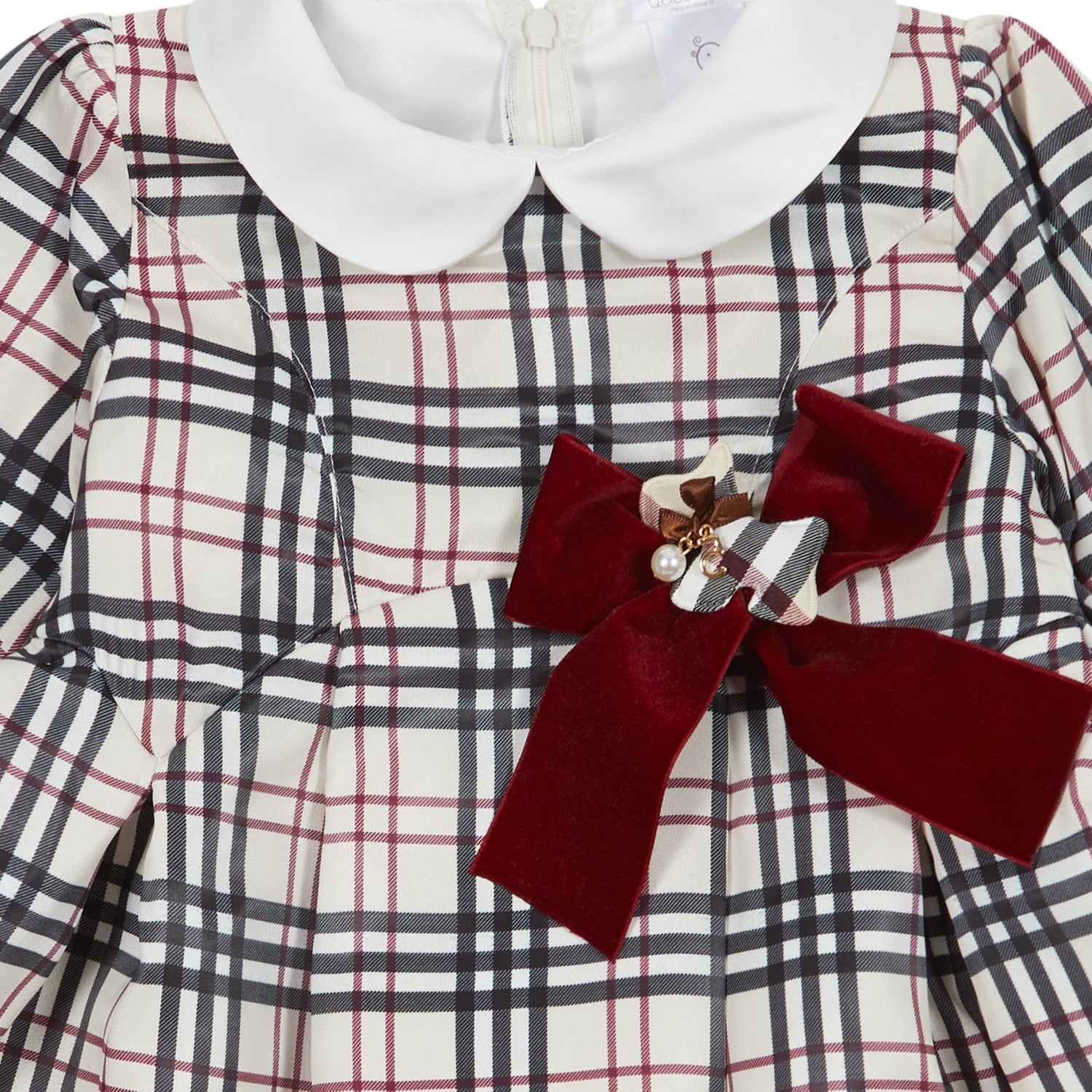 Beige and Black Tartan Dress