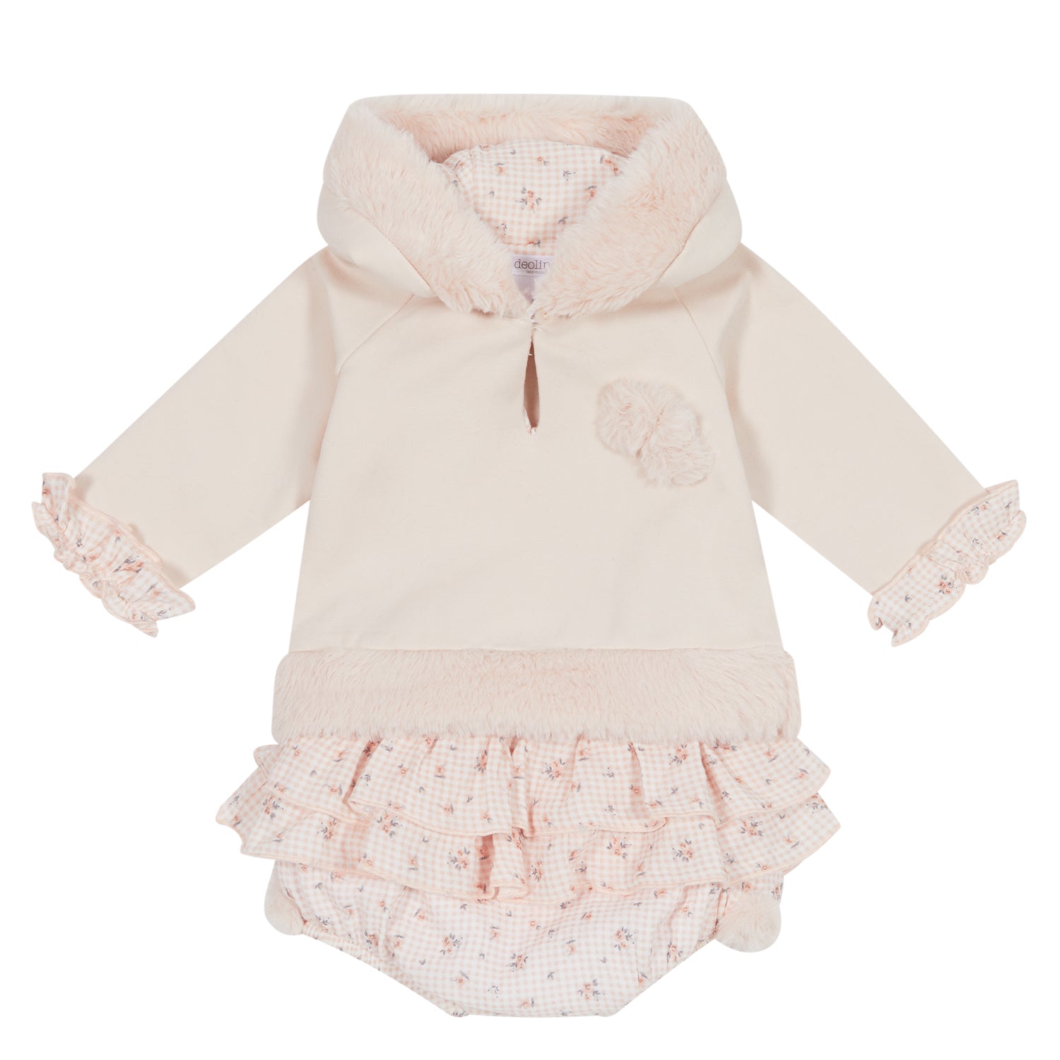 Peach Fur Trim Top and Bloomers