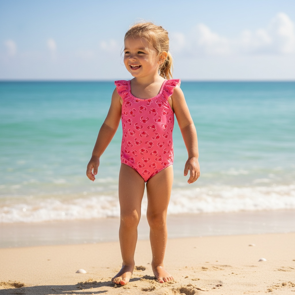 Pink Crab Print Swimsuit
