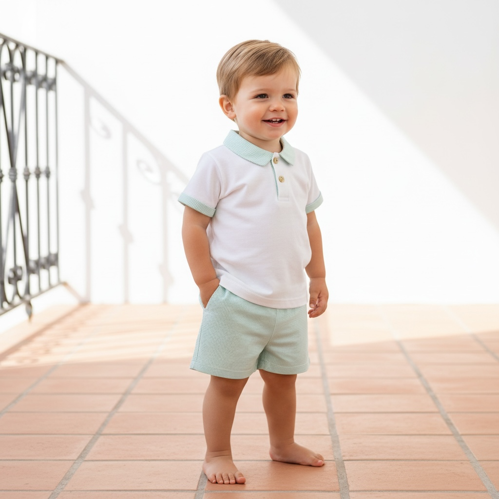 Green Check Short Set