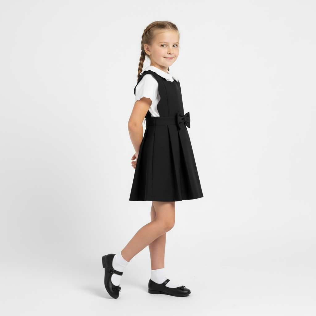 Scallop School Dress - Black