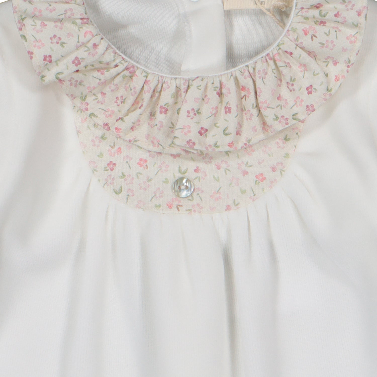 Ivory Velour Floral Trim Babygrow