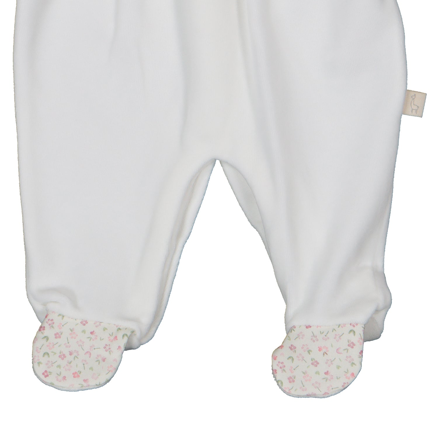 Ivory Velour Floral Trim Babygrow
