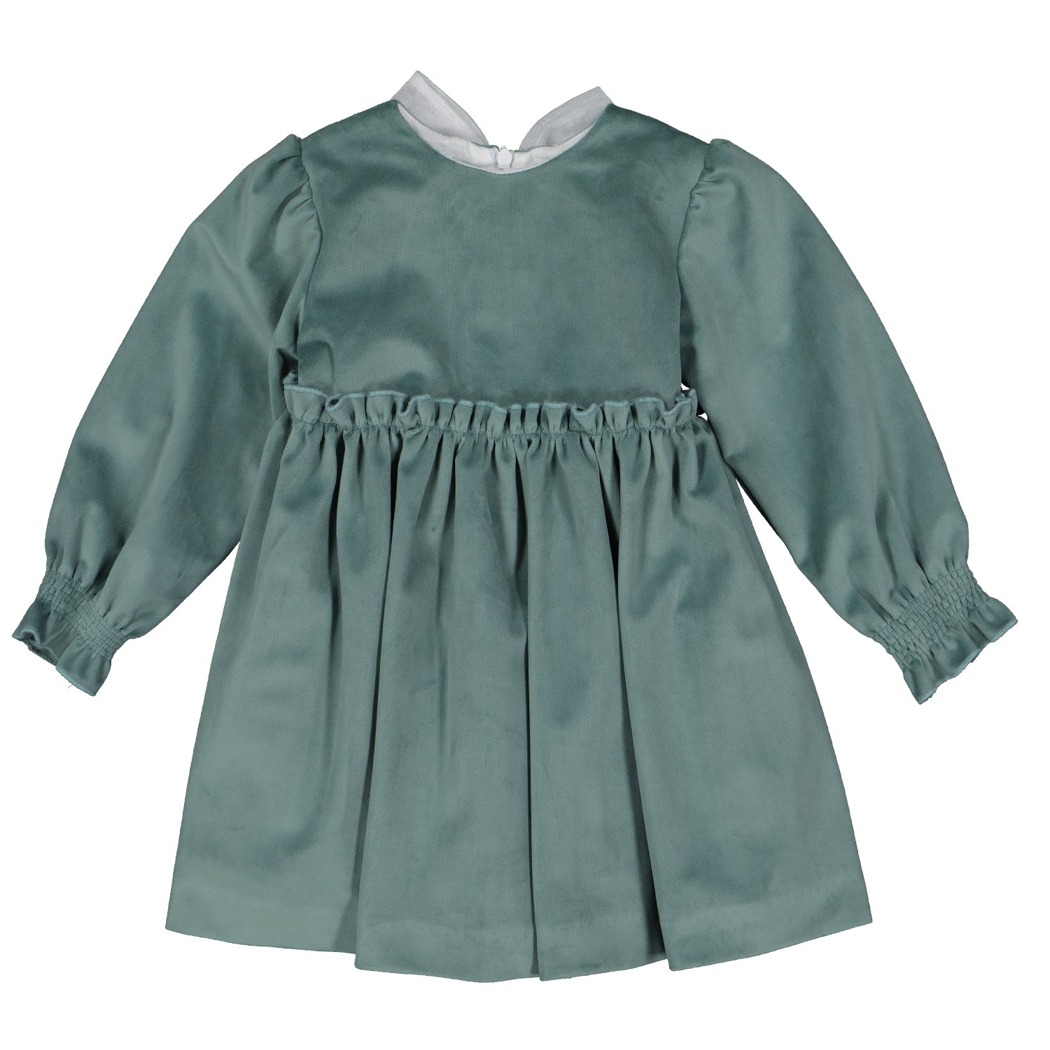 Sage Green Velvet Bow Dress