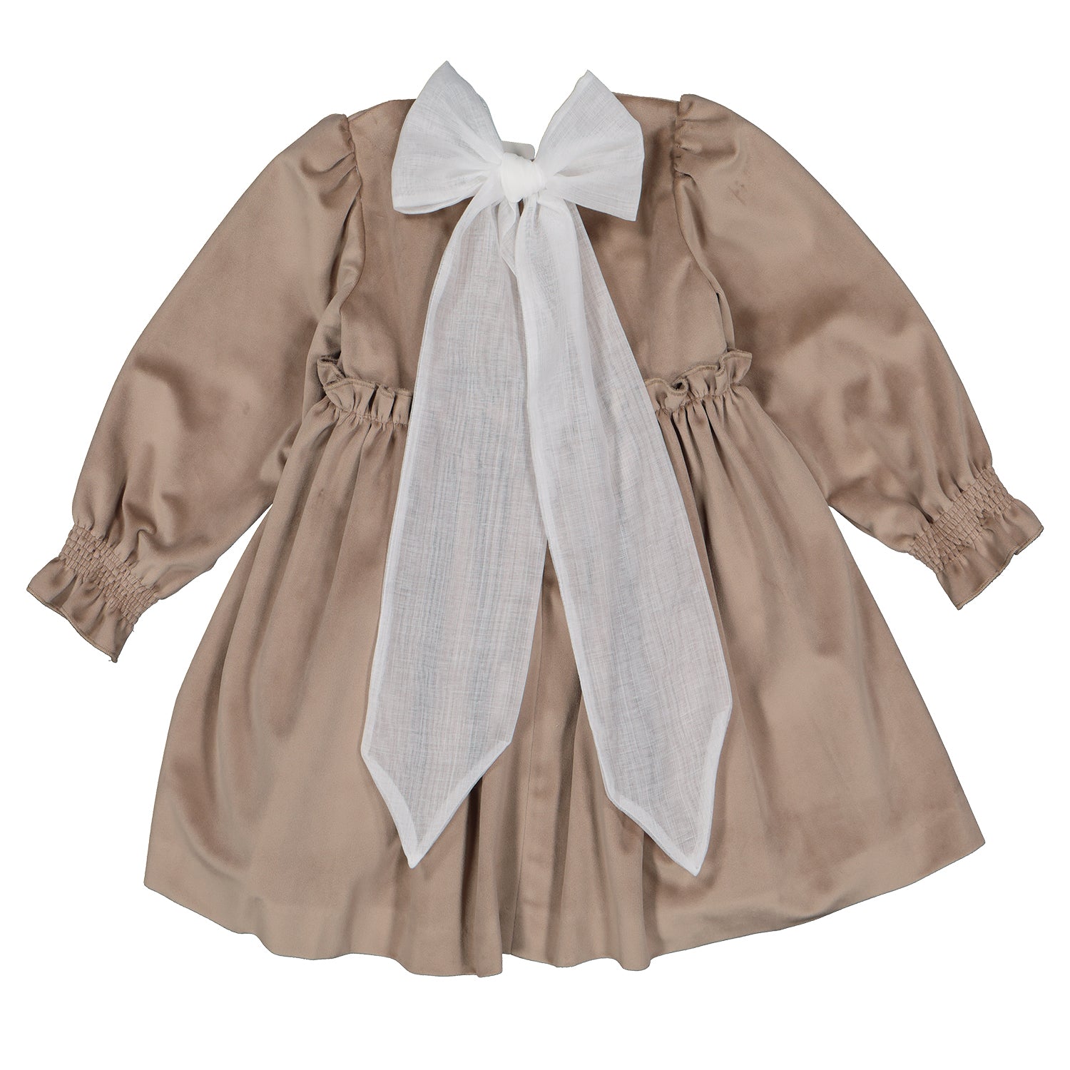 Hazel Brown Velvet Bow Dress
