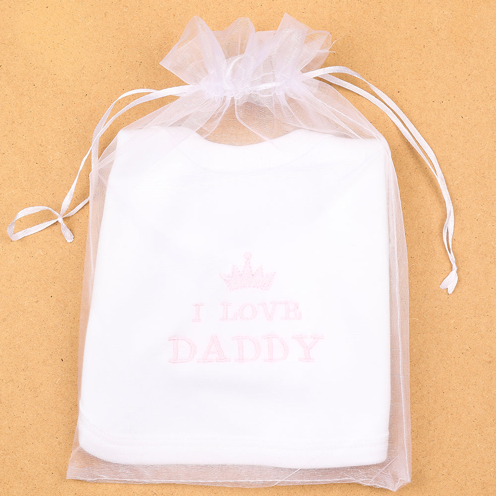 Pink I Love Daddy Bib