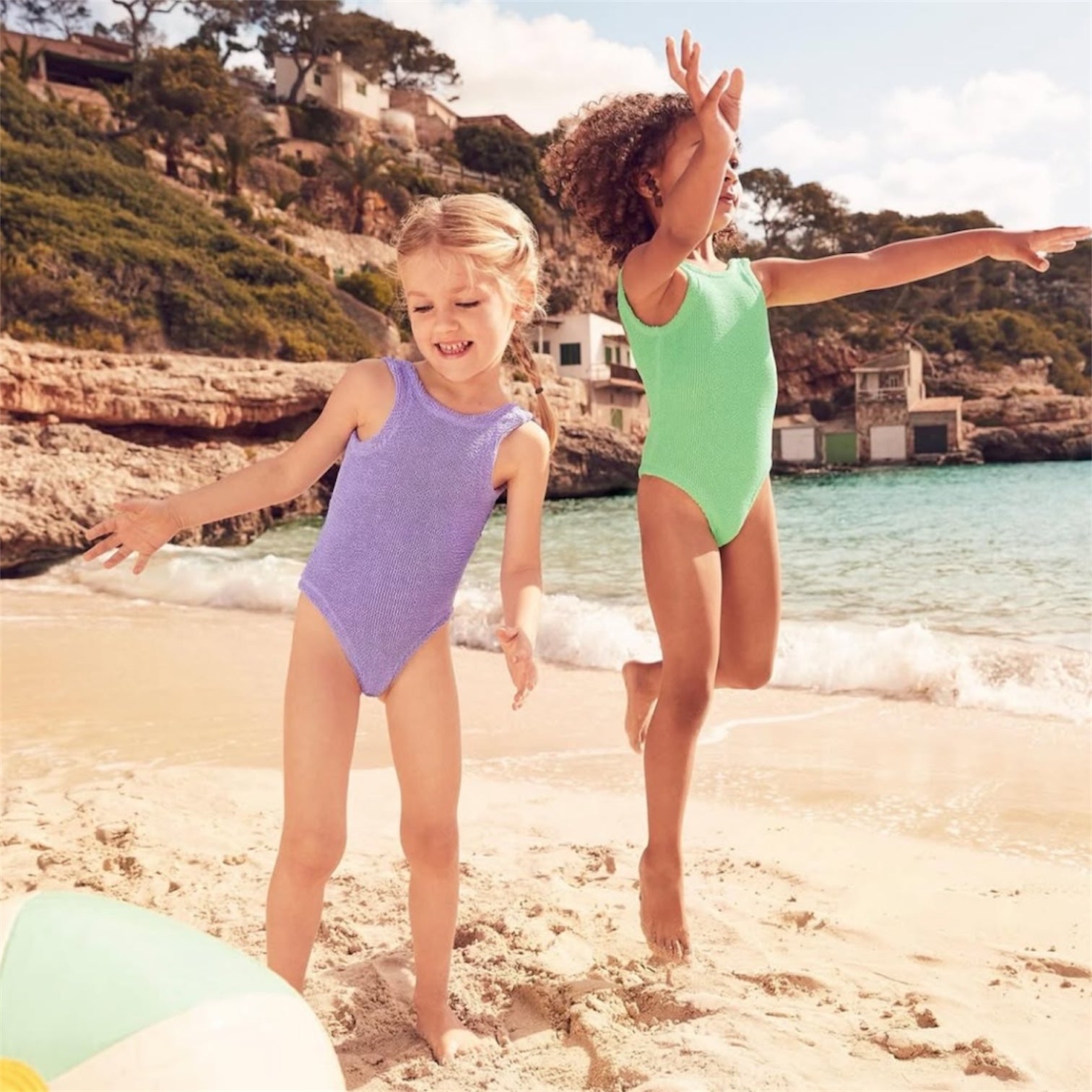 Classic Metalic Mint Crinkle Swimsuit Kids