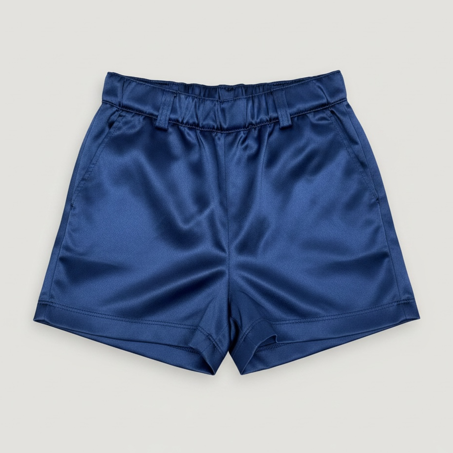 Boys Navy Velvet Shorts