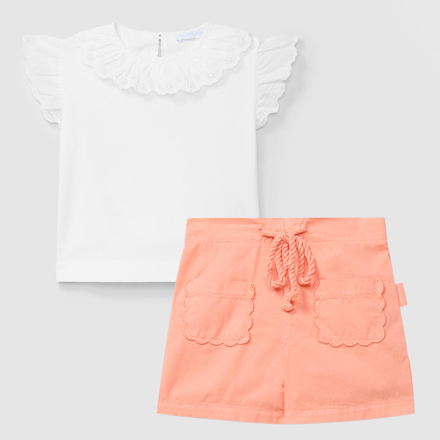 White & Orange Short Set