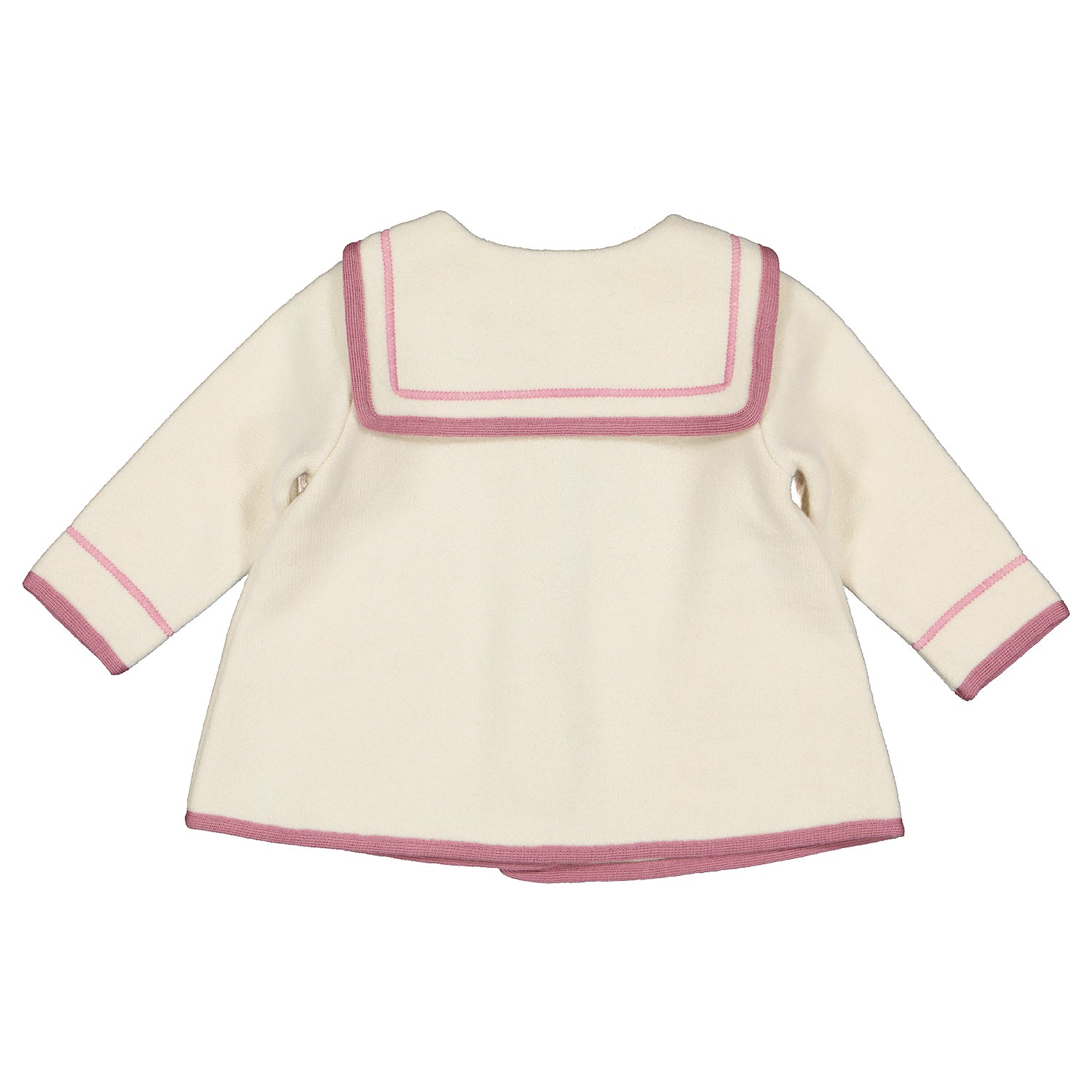 Ivory & Pink Trim Wool Coat