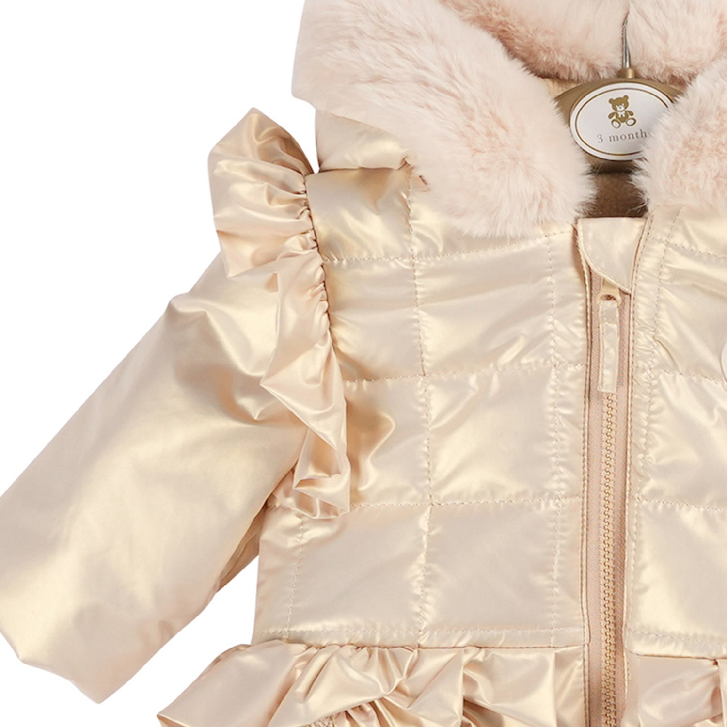 Gold Fur Trim Frill Coat
