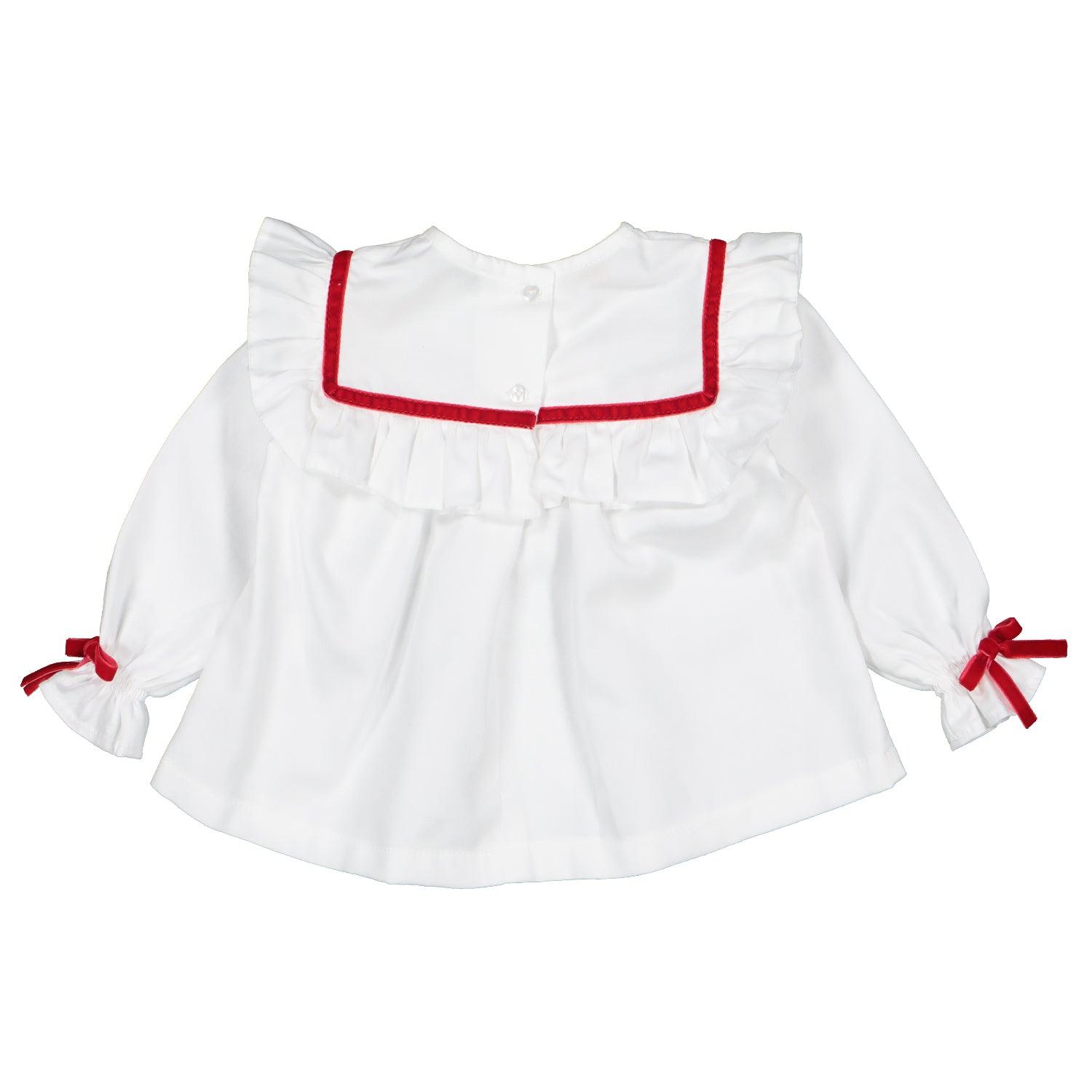 Red Velvet Trim Blouse