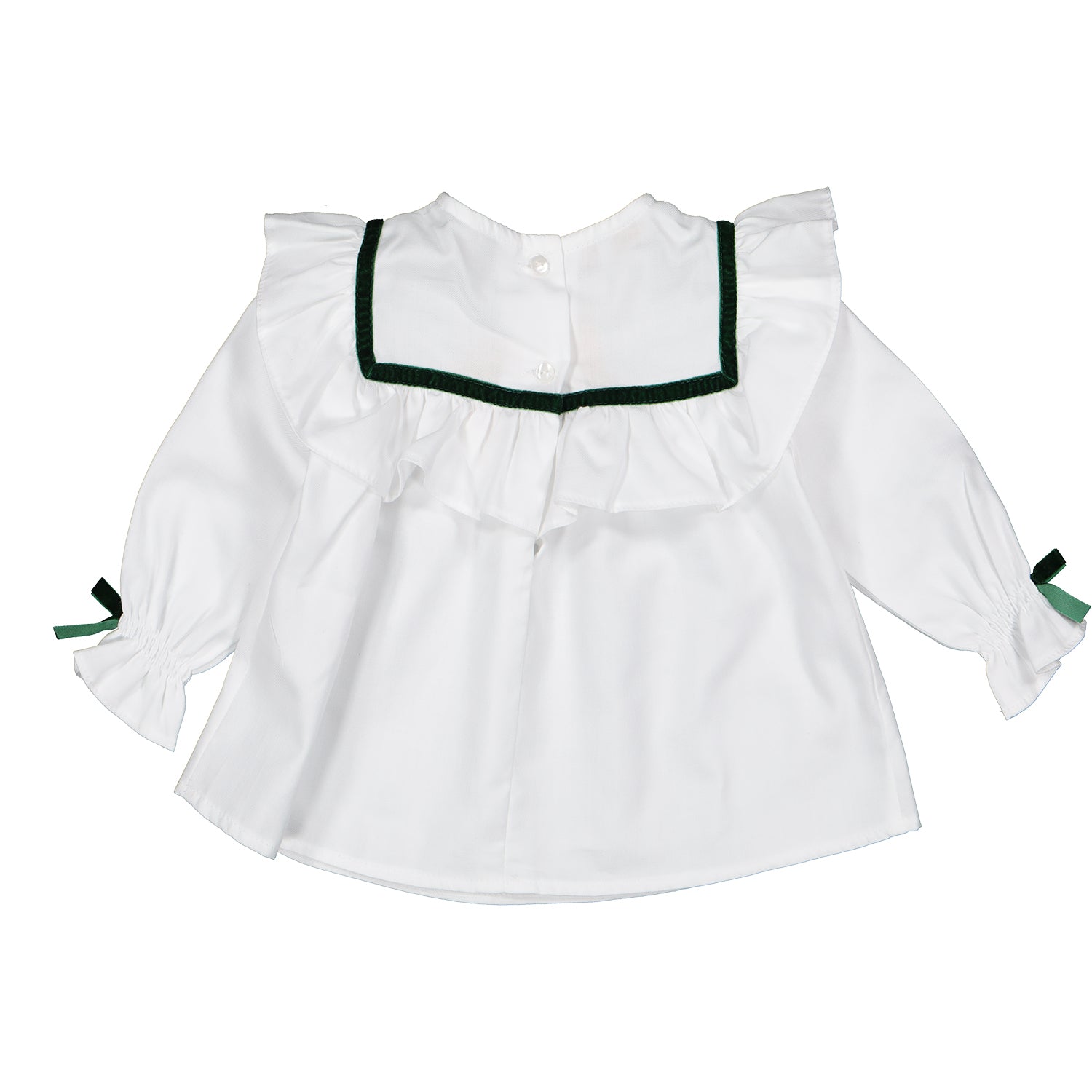 Green Velvet Trim Blouse