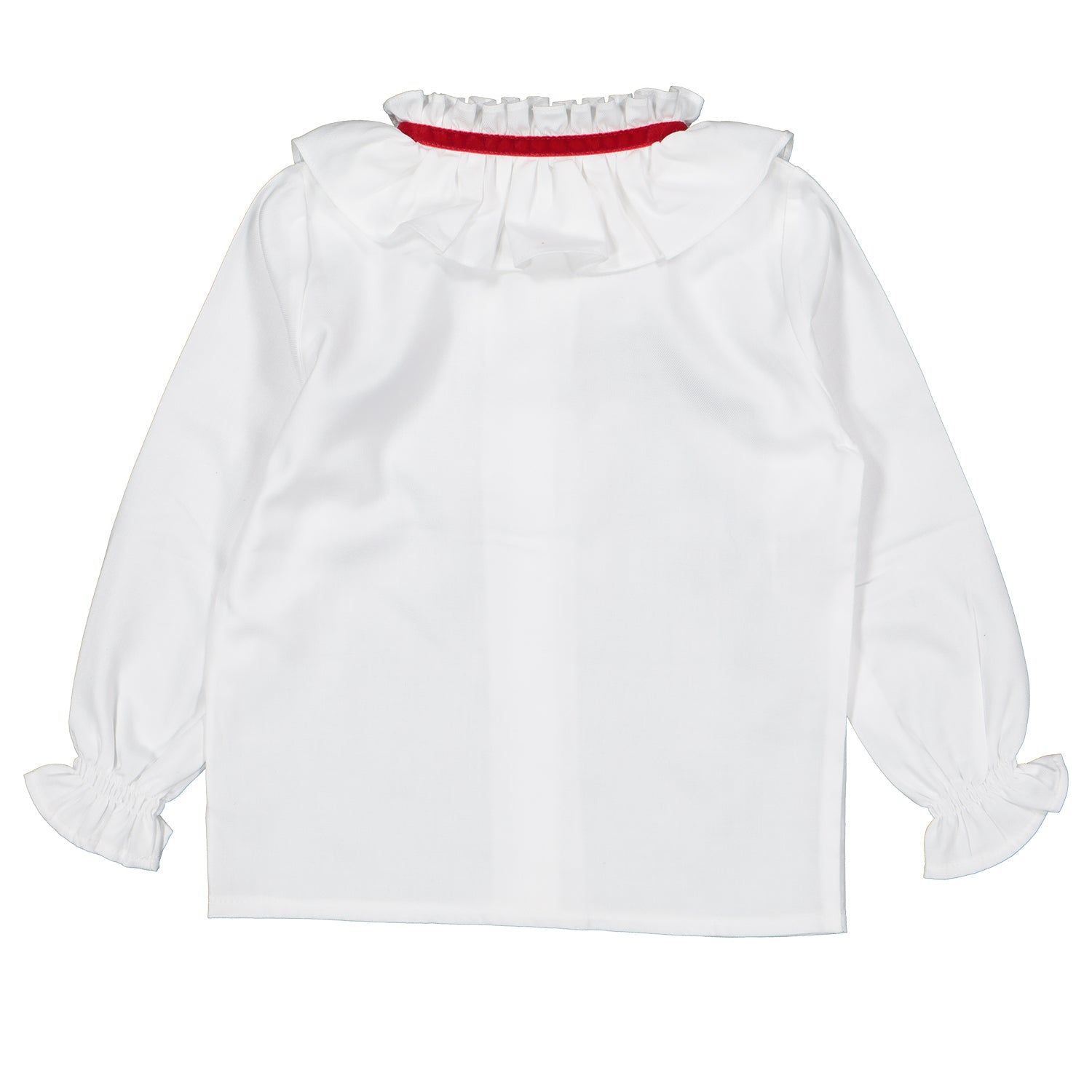 White Frill Velvet Trim Blouse