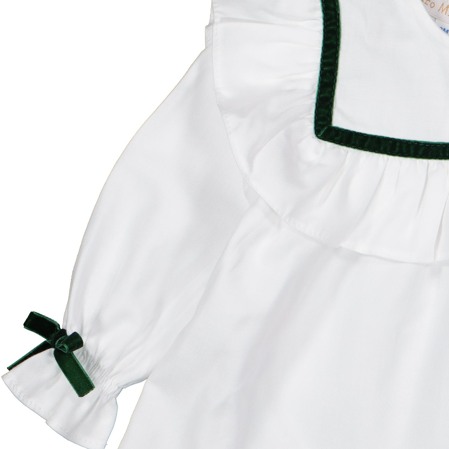 Green Velvet Trim Blouse