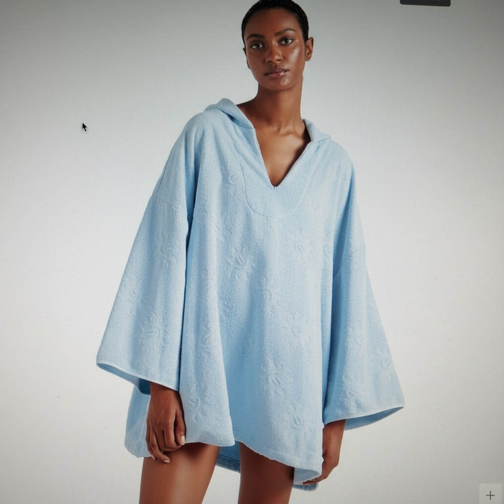 Sunny Towelling Hooded poncho - Ice Blue