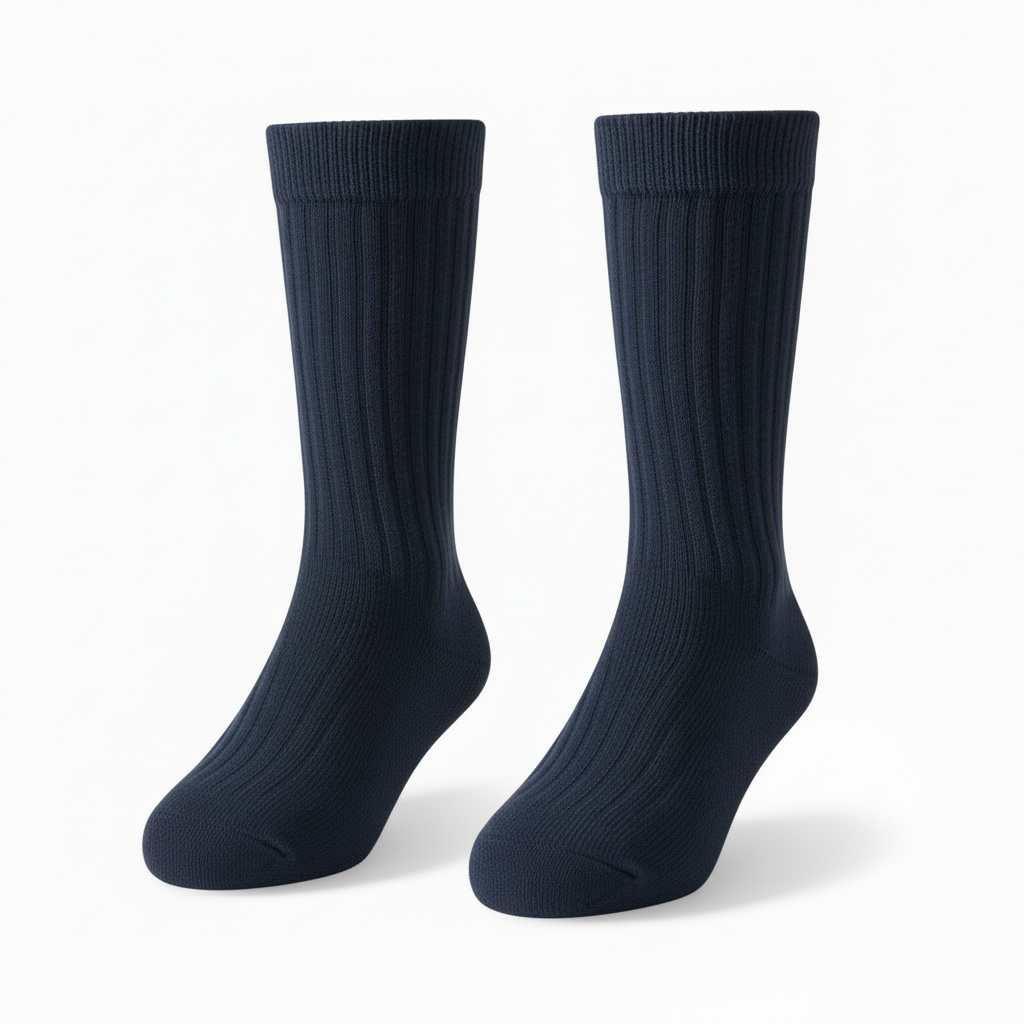 Navy Ribbed Knee High Sock