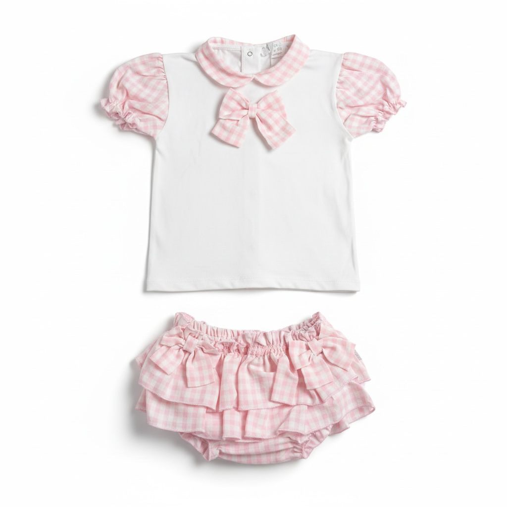 Pink Gingham Bloomer Pant Set