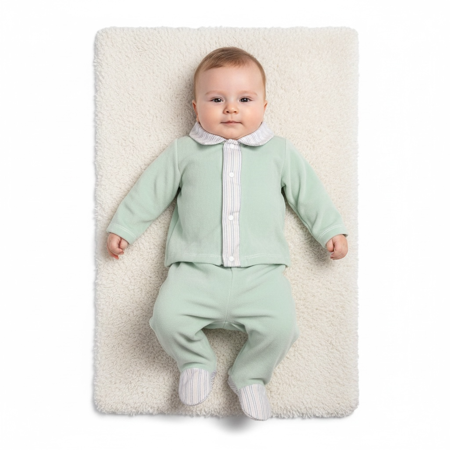 Green Velour Stripe Trim Set