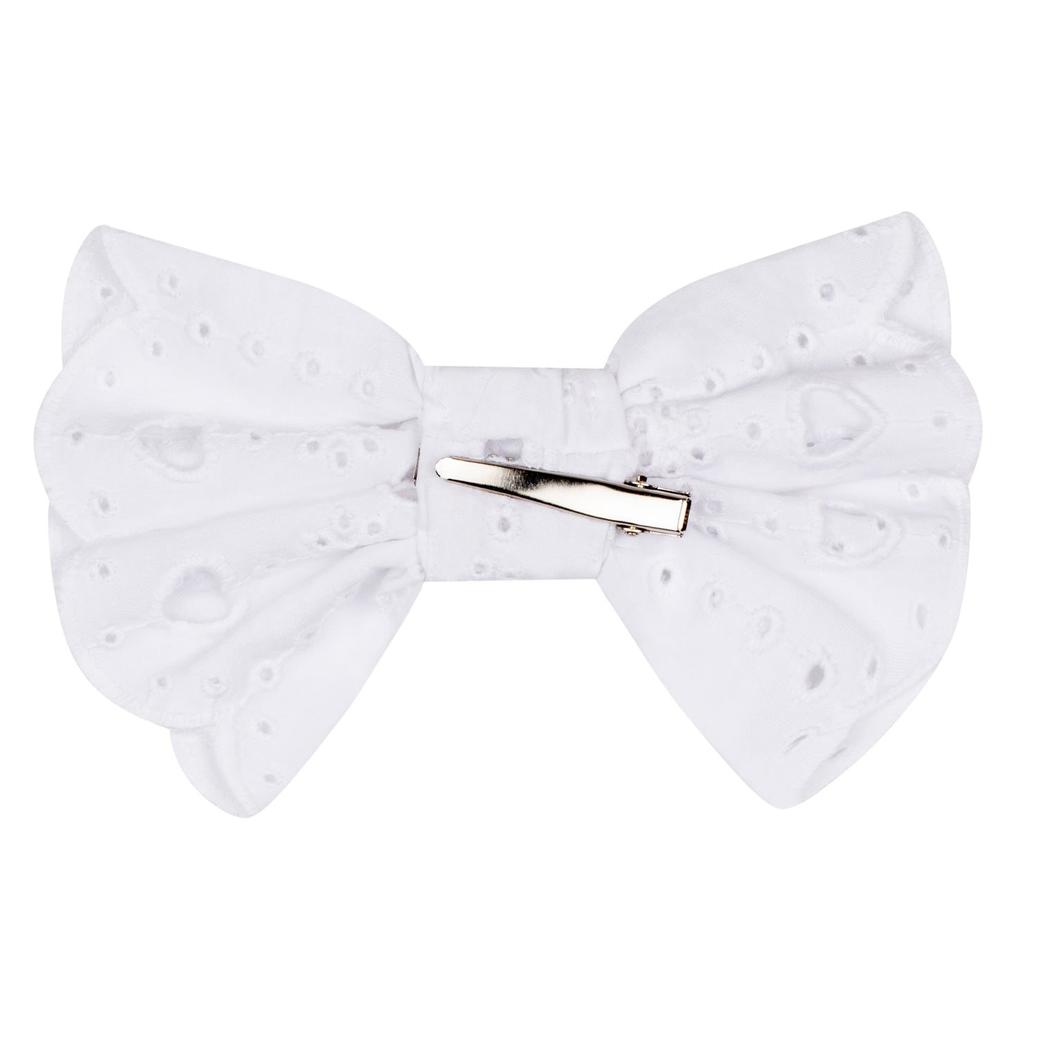 White Broderie Bow Hairclip